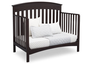 Delta Children Dark Espresso (958) Bennington Elite Arched 4-in-1 Convertible Crib, Day Bed Angle, c5c 19