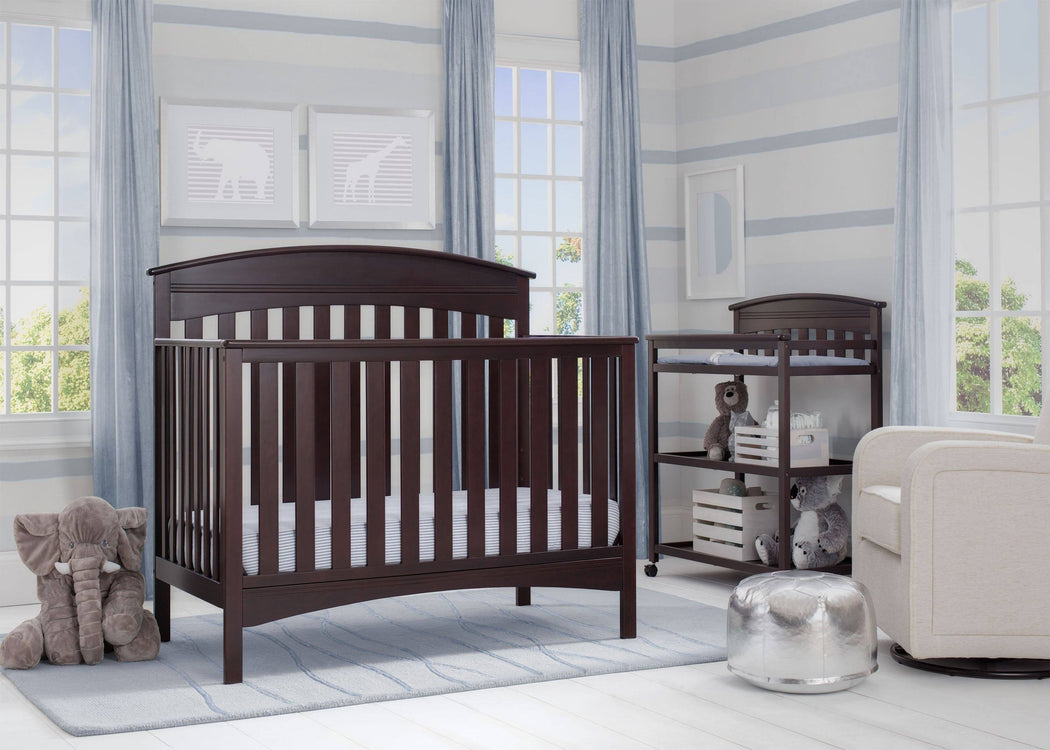 Delta Children Dark Espresso (958) Bennington Elite Arched 4-in-1 Convertible Crib, Room, c1c