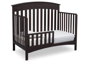 Delta Children Dark Espresso (958) Bennington Elite Arched 4-in-1 Convertible Crib, Toddler Bed Angle, c4c 18