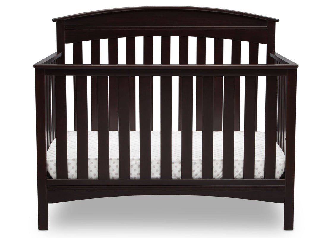 Delta Children Dark Espresso (958) Bennington Elite Arched 4-in-1 Convertible Crib, Crib Front, c2c
