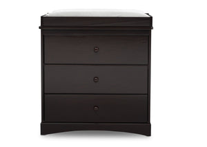 Delta Children Dark Chocolate (207) Skylar 3 Drawer Dresser w Changing Top (558030), Front View, d2d 2