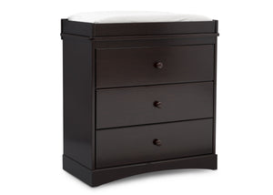 Delta Children Dark Chocolate (207) Skylar 3 Drawer Dresser w Changing Top (558030), Sideview, d3d 10
