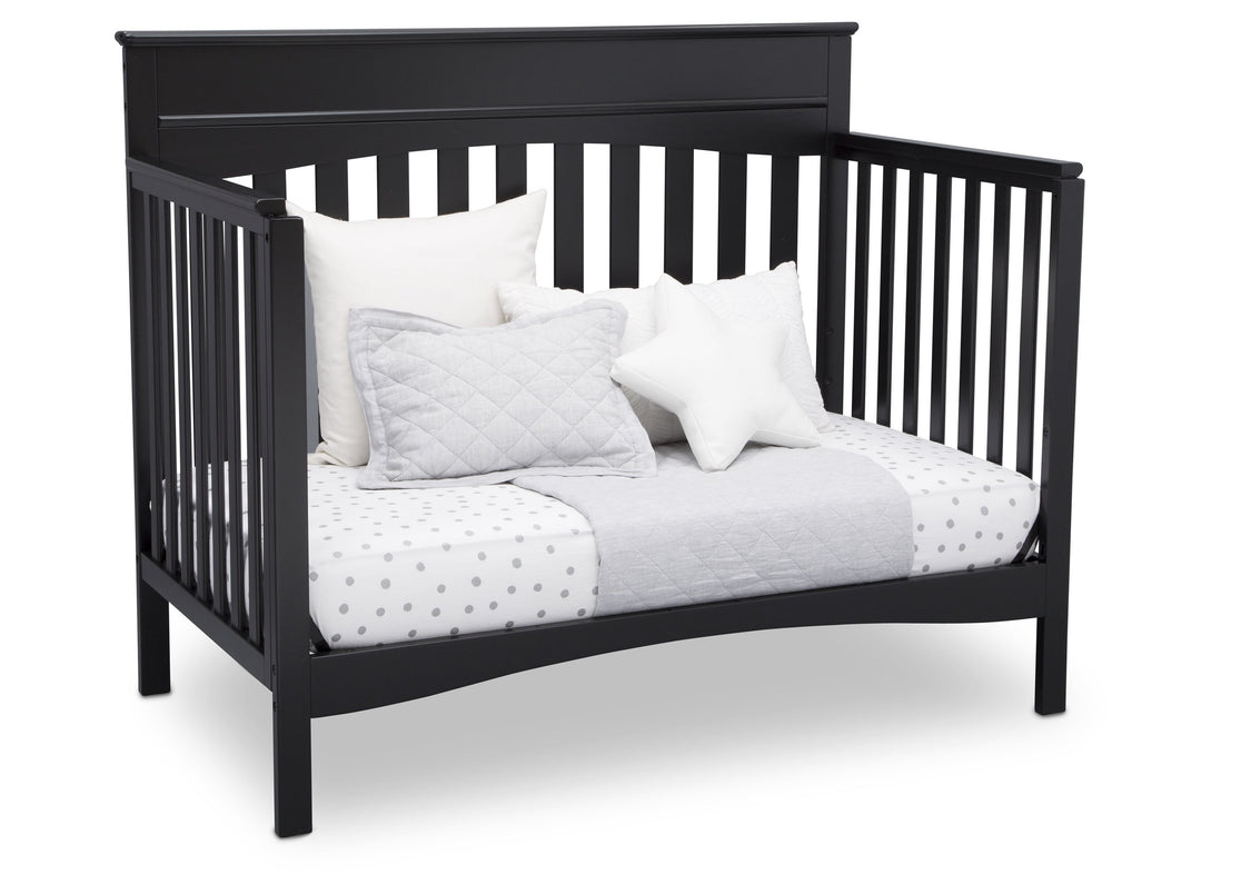 Delta Children Ebony (0011) Skylar 4-in-1 Convertible Crib (558150), Daybed, a3a