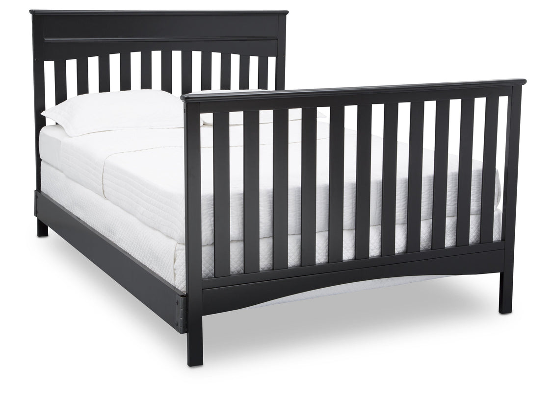 Delta Children Ebony (0011) Skylar 4-in-1 Convertible Crib (558150), Full Size Bed with Footboard, a6a