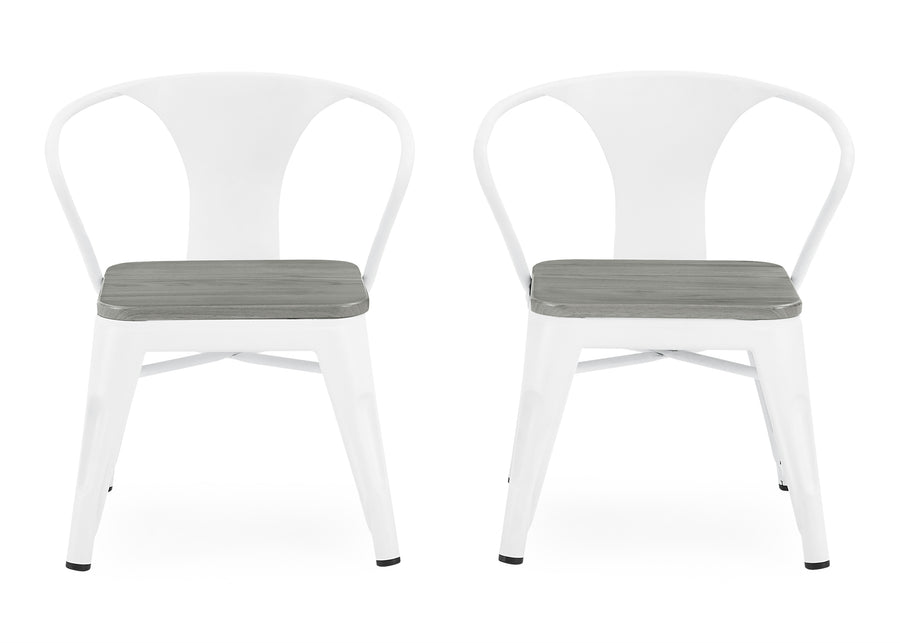 White with Grey Barnboard (153) 4-Bistro Table and 4 Chair Set