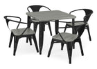 Black with Grey Barnboard (1438) 12-Bistro Table and 4 Chair Set