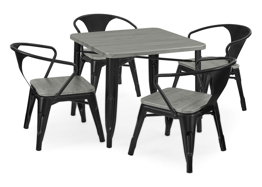 Black with Grey Barnboard (1438) 12-Bistro Table and 4 Chair Set