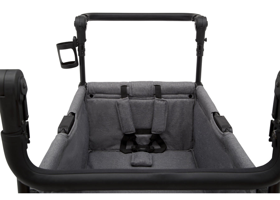 Jeep Wrangler Stroller Wagon by Delta Children, Grey (2148), two 5-point safety harness seats for older children 8-Jeep Wrangler Stroller Wagon