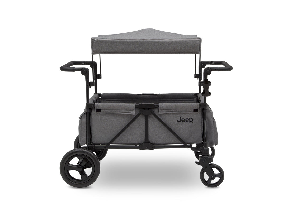 Jeep Wrangler Stroller Wagon by Delta Children, Grey (2148), canopy and roll-down shades for sun