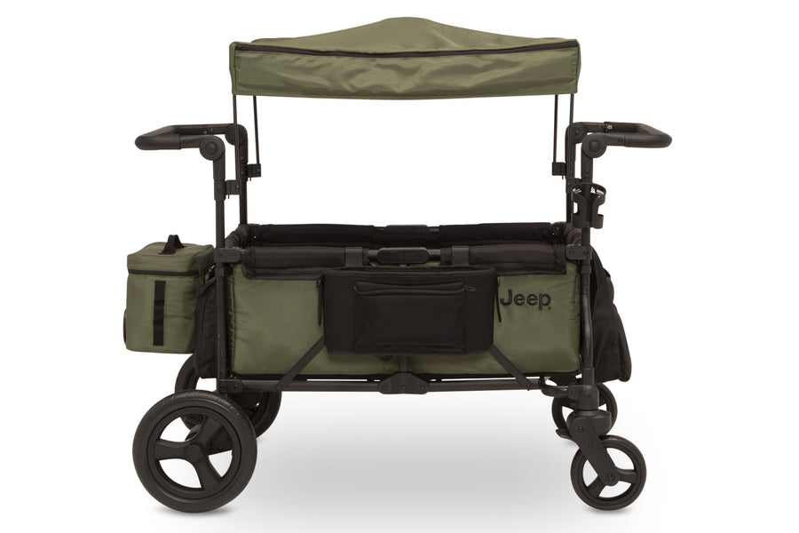 Black with Olive Green (2182) 3-Jeep Wrangler Deluxe Stroller Wagon with Cooler Bag