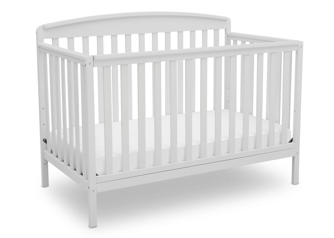 Delta Children Bianca White (130) Brayden 4-in-1 Crib, Angled Crib View b3b