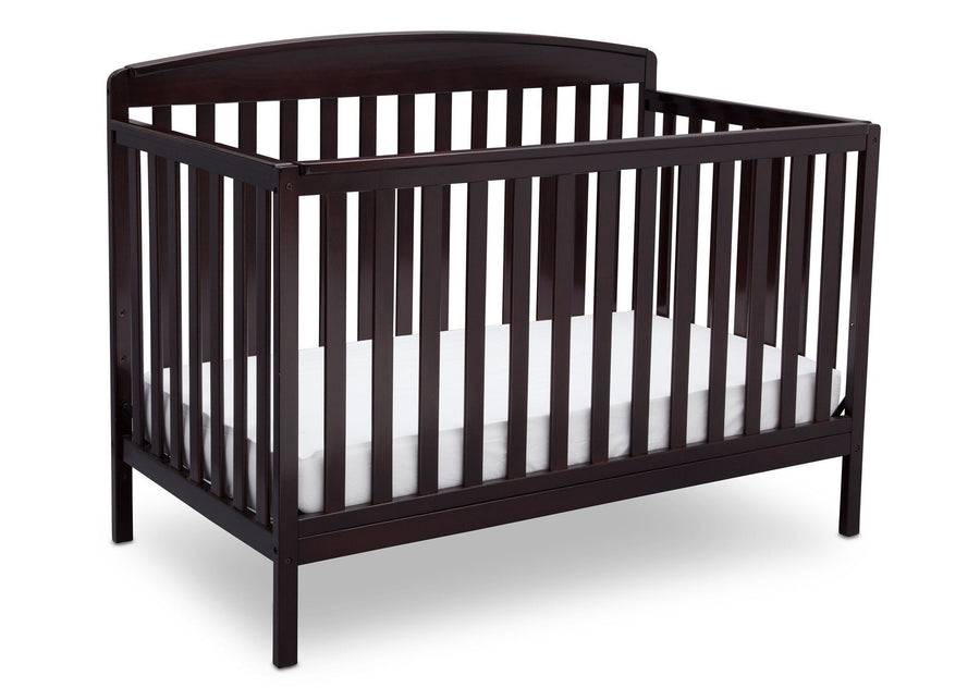 Delta Children Dark Chocolate (207) Brayden 4-in-1 Crib, Angled Crib View c3c 19-Brayden 4-in-1 Crib