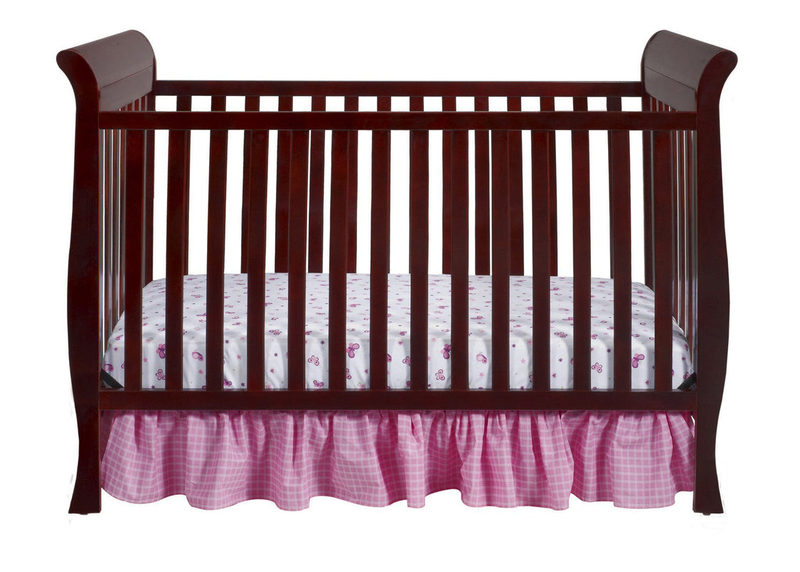 Delta Children Espresso Cherry (205) Charleston/Glenwood 3-in-1 Crib Front View, Crib Conversion b2b