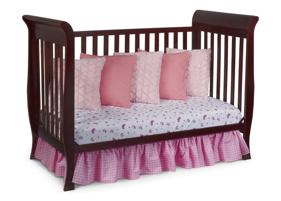 Delta Children Espresso Cherry (205) Charleston/Glenwood 3-in-1 Crib Side View, Day Bed Conversion b5b 7-Charleston/Glenwood 3-in-1 Crib