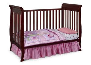 Delta Children Espresso Cherry (205) Charleston/Glenwood 3-in-1 Crib Side View, Toddler Bed Conversion b4b 8