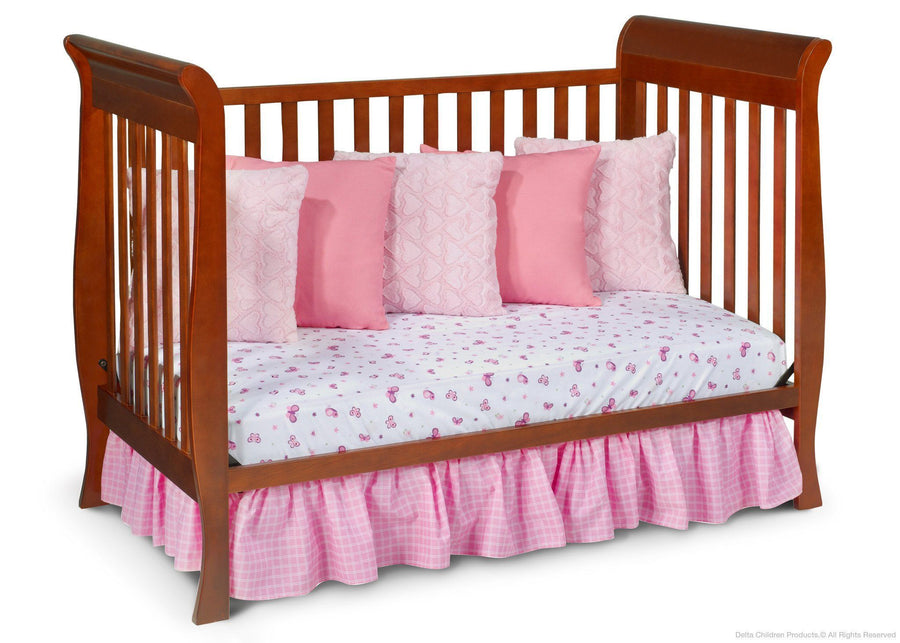Delta Children Spiced Cinnamon (209) Charleston/Glenwood 3-in-1 Crib Side View, Day Bed Conversion c4c 10-Charleston/Glenwood 3-in-1 Crib