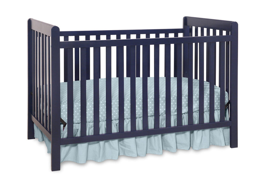 Delta Children Navy (404) Waves 3-in-1-Crib, side view f2f 6-Waves 3-in-1-Crib