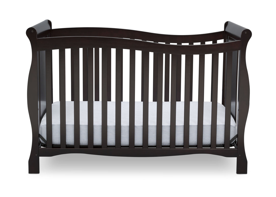 DCB: Delta Children Dark Chocolate (207) Brookside 4-in-1 Crib, Crib Conversion, Front View b2b