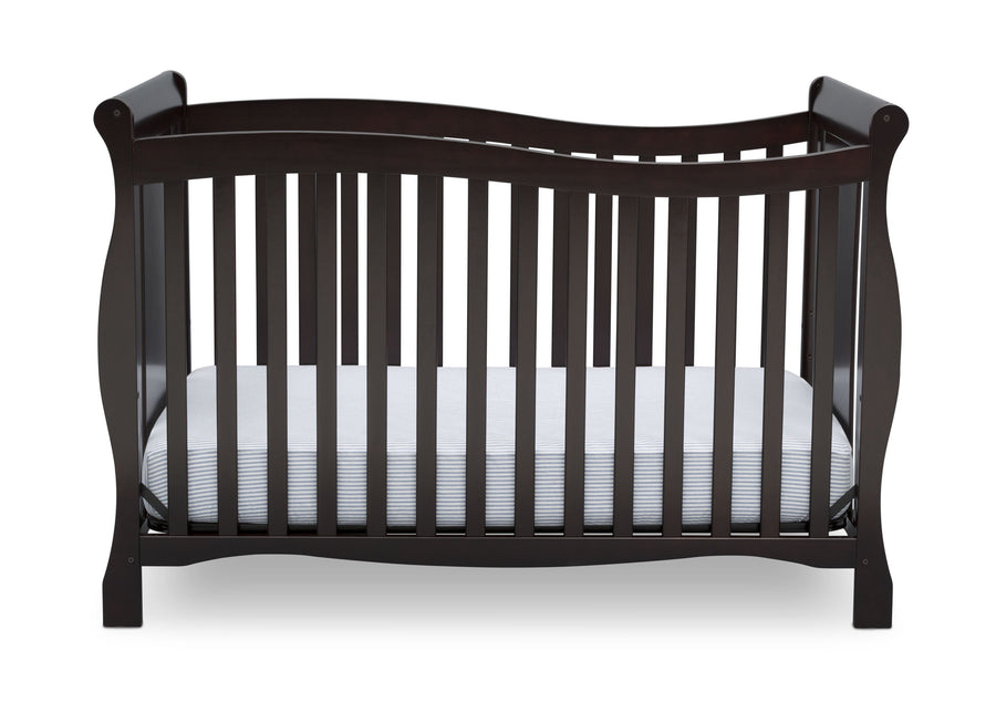 DCB: Delta Children Dark Chocolate (207) Brookside 4-in-1 Crib, Crib Conversion, Front View b2b 6-Brookside 4-in-1 Convertible Crib