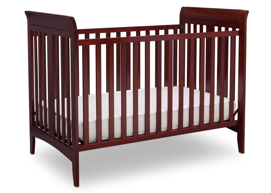 Delta Children Cabernet (648) Parkside 3-in-1-Crib, angled crib conversion c2c 9-Parkside 3-in-1-Crib