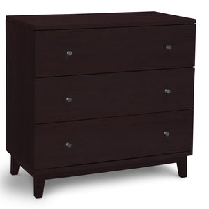 Delta Children Dark Chocolate (207) Tribeca 3 Drawer Dresser, Angle View a2a 13