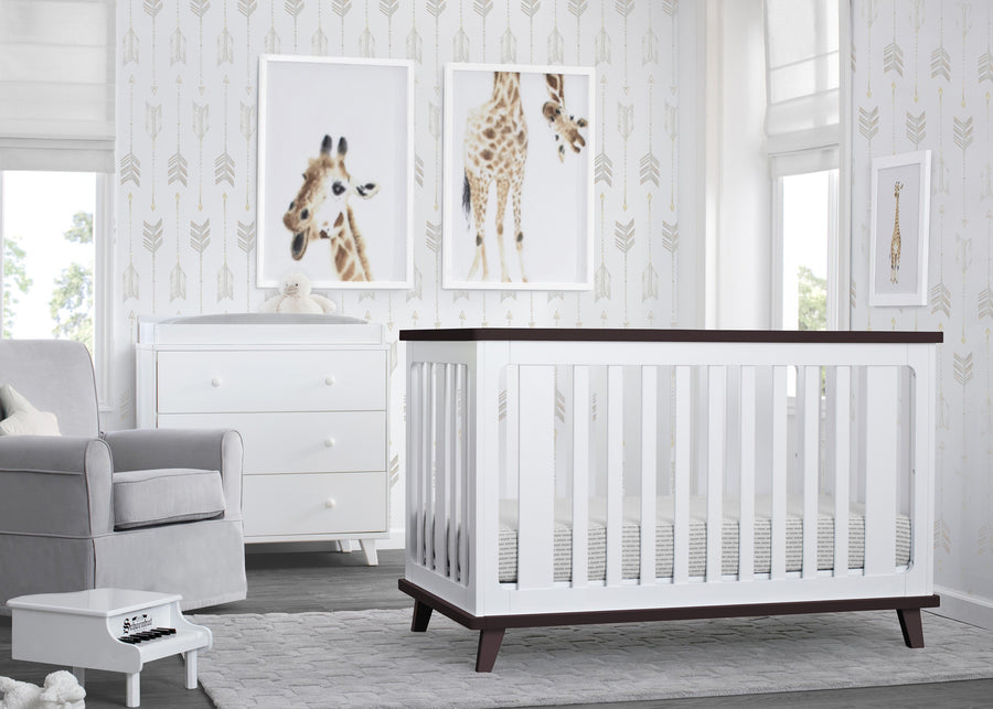 White with Dark Chocolate (141) 8-Ava 3-in-1 Convertible Crib