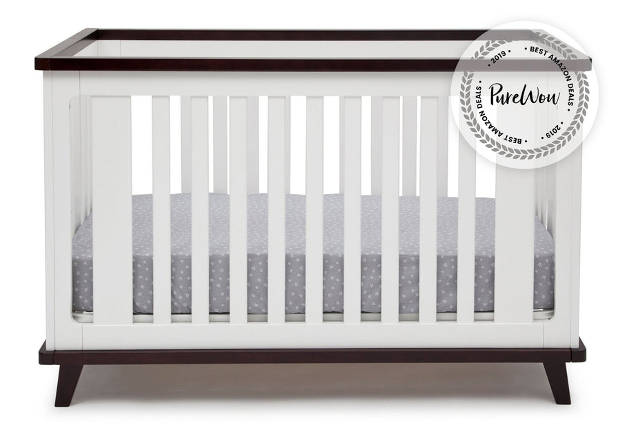 Delta Children White with Black Espresso 141 Ava 3-in-1 Crib b3b with badge 9-Ava 3-in-1 Convertible Crib