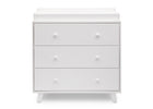 DCB: Delta Children White (100) Ava 3 Drawer Dresser with Changing Top, Front View a1a 2-Ava 3 Drawer Dresser with Changing Top