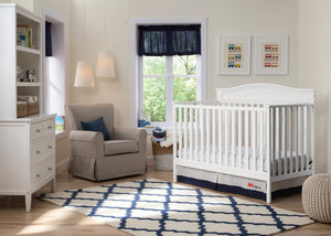 Delta Children White (100) Larkin 4-in-1 Crib with Props, Nursery View a1a 5