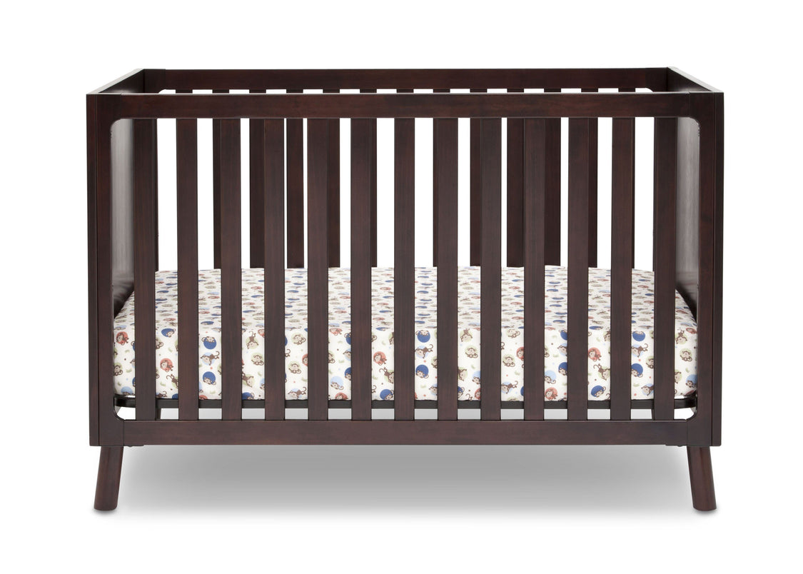 Delta Children Dark Chocolate (207) Manhattan 3-in-1 Crib, front view, b1b