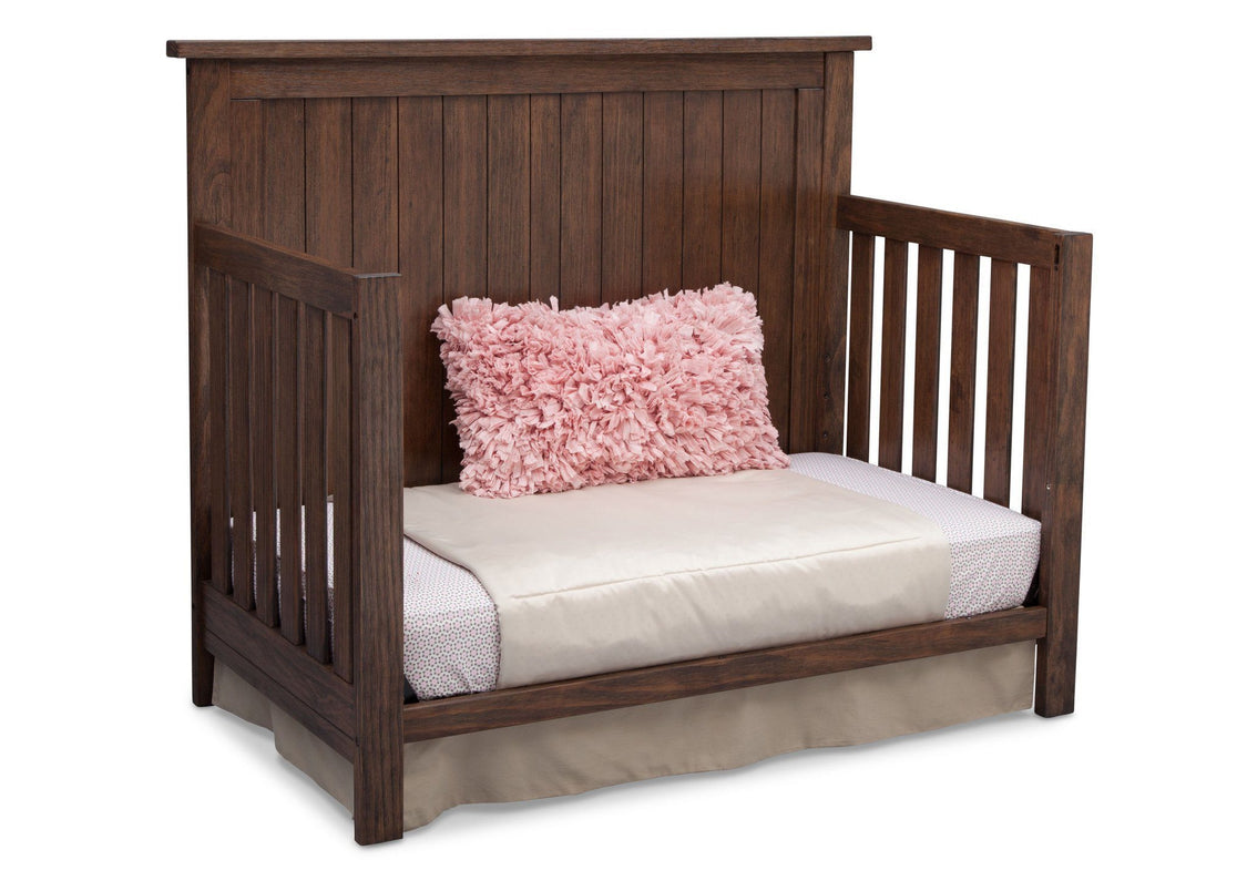 Serta Rustic Oak (229) Northbrook 4-in-1 Crib, Side View with Toddler Bed Conversion b6b