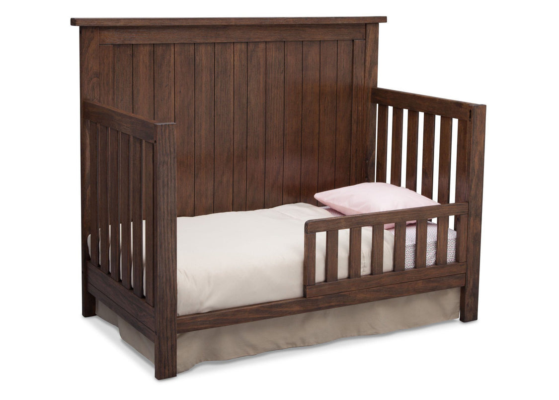 Serta Rustic Oak (229) Northbrook 4-in-1 Crib, Side View with Toddler Bed Conversion b5b