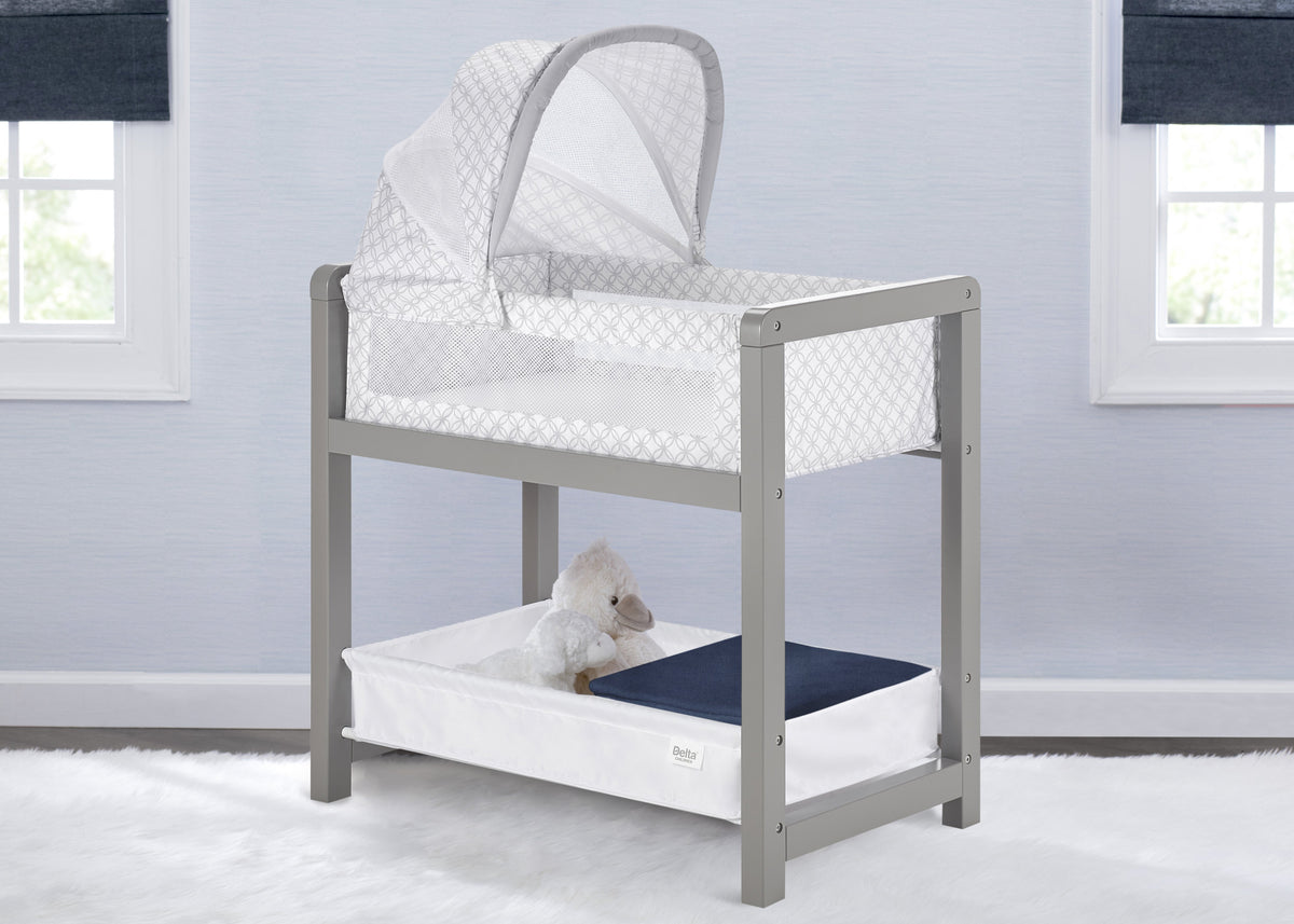 Classic Deluxe Wood Bedside Bassinet Sleeper Grey (2130)