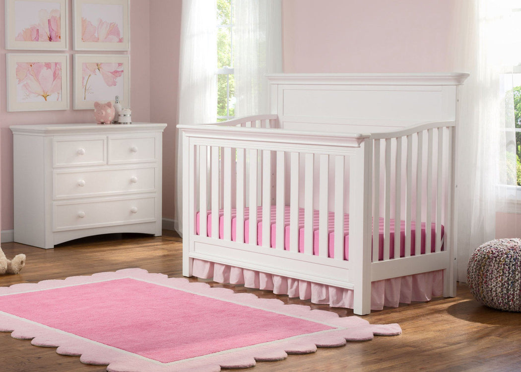 Serta Bianca White (130) Fairmount 4-in-1 Crib, Side View with Crib Conversion, Room View