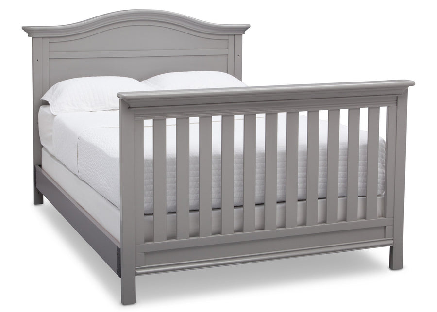 Serta Grey (026) Bethpage 4-in-1 Crib, Side View with Full Size Bed a7a 7-Bethpage 4-in-1 Crib