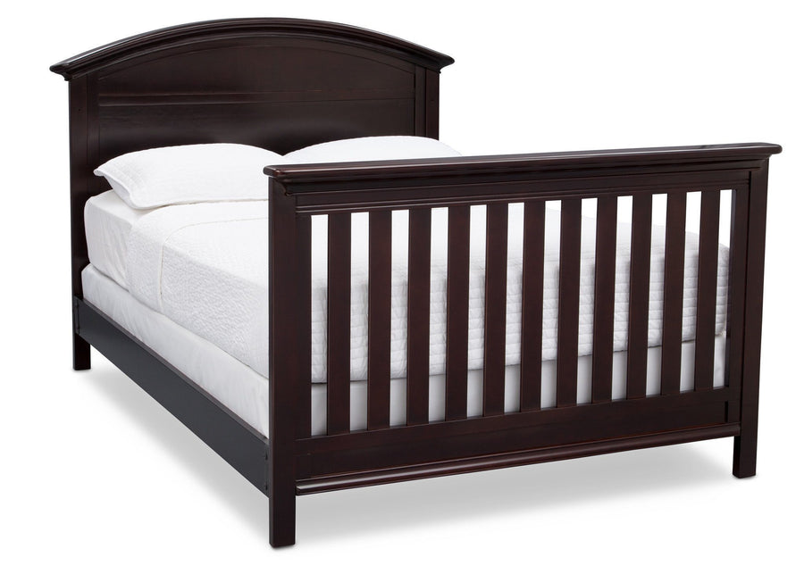 Serta Dark Chocolate (207) Adelaide 4-in-1 Crib, Side View with Full Size Platform Bed Kit (for 4-in-1 Cribs) 700850 and Footboard c7c 17-Adelaide 4-in-1 Crib