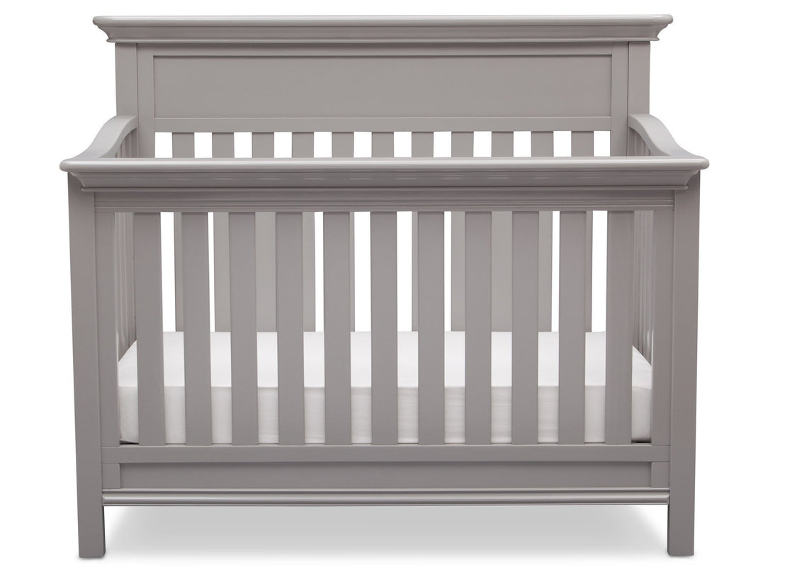 Serta Grey (026) Fernwood 4-in-1 Crib, Front View with Crib Conversion b3b
