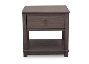 Delta Children Rustic Grey (084) Langston Nightstand with Drawer and Shelf, Front View, a2a 5