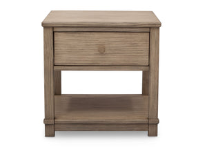 Delta Children Rustic Whitewash (112) Langston Nightstand with Drawer and Shelf, Front View, b2b 7