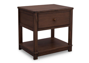 Delta Children Rustic Oak (229) Langston Nightstand with Drawer and Shelf, Side View, c3c 2