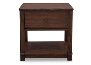 Delta Children Rustic Oak (229) Langston Nightstand with Drawer and Shelf, Front View, c2c 9