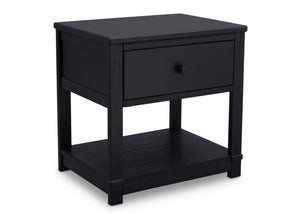 Delta Children Rustic Ebony (935) Langston Nightstand with Drawer and Shelf, Side View, d3d 3