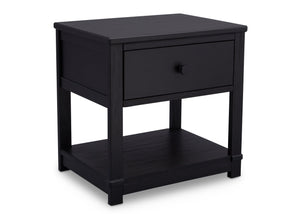 Delta Children Rustic Ebony (935) Langston Nightstand with Drawer and Shelf, Side View, d3d 10