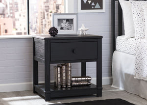 Delta Children Rustic Ebony (935) Langston Nightstand with Drawer and Shelf, Hangtag, d1d 21