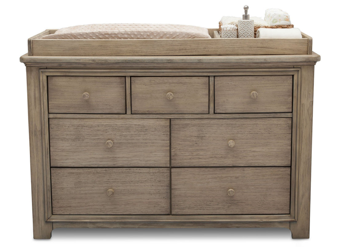Serta Rustic Driftwood (112) Langley 7 Drawer Dresser, Front View with Props b3b