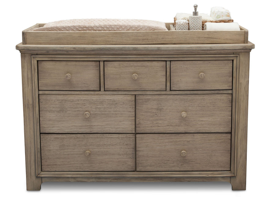 Serta Rustic Driftwood (112) Langley 7 Drawer Dresser, Front View with Props b3b 5-Langley 7 Drawer Dresser