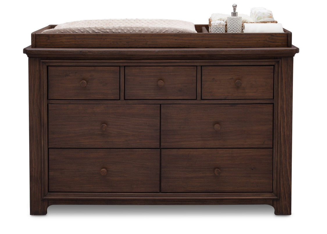 Serta Rustic Oak (229) Langley 7 Drawer Dresser, Front View with Props c3c