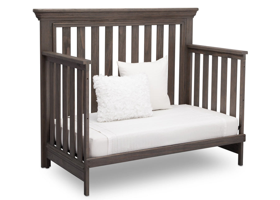 Serta Rustic Grey (084) Langley 4-in-1 Crib Right View Day Bed Conversion a4a 8-Langley 4-in-1 Crib