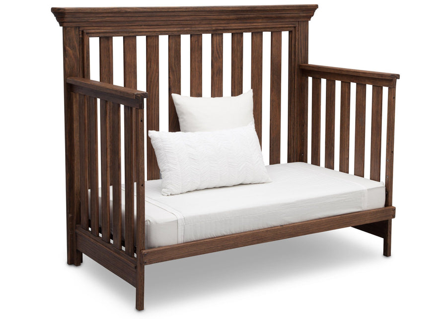 Serta Rustic Oak (229) Langley 4-in-1 Crib Right View Day Bed Conversion c4c 13-Langley 4-in-1 Crib