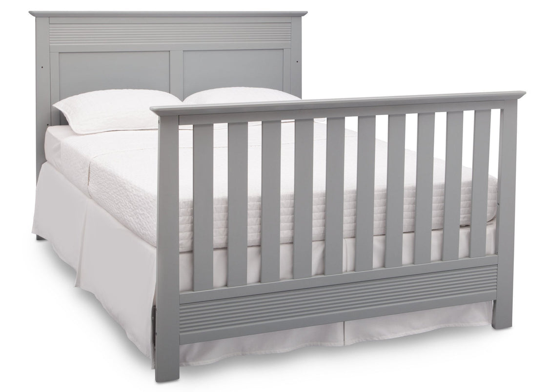 Serta Grey (026) Fall River 4-in-1 Convertible Crib, Right Bed View with Footboard a6a